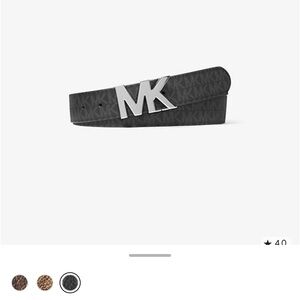 MICHAEL Michael Kors Black Belt with Silver Logo